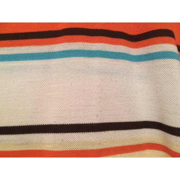 Design Lab Premium Polo Short Mens XL 3 Button Striped Multi Color Orange Yellow - Picture 10 of 12